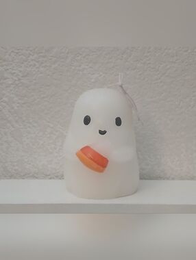 Cute White Ghost Candle with Candy Corn